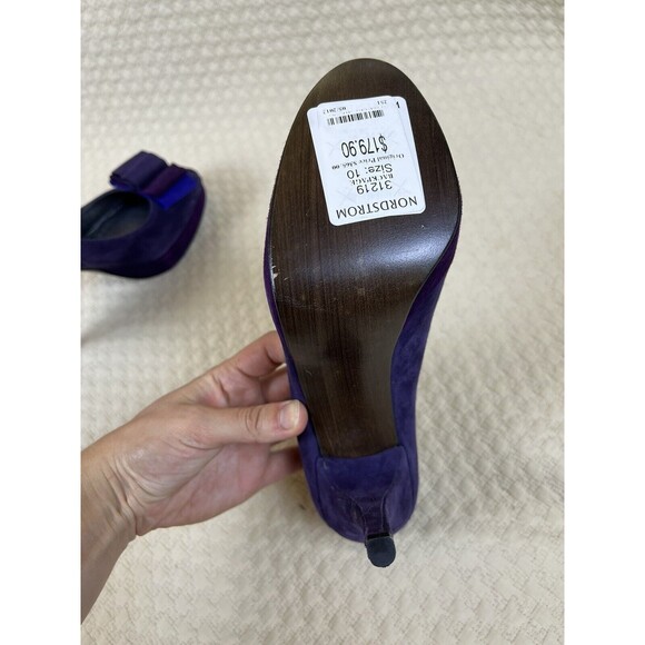 Stuart Weitzman Peep Toe‎ Heels Moda Suede Platform Bow | New No Box | Size 10 - Picture 8 of 13